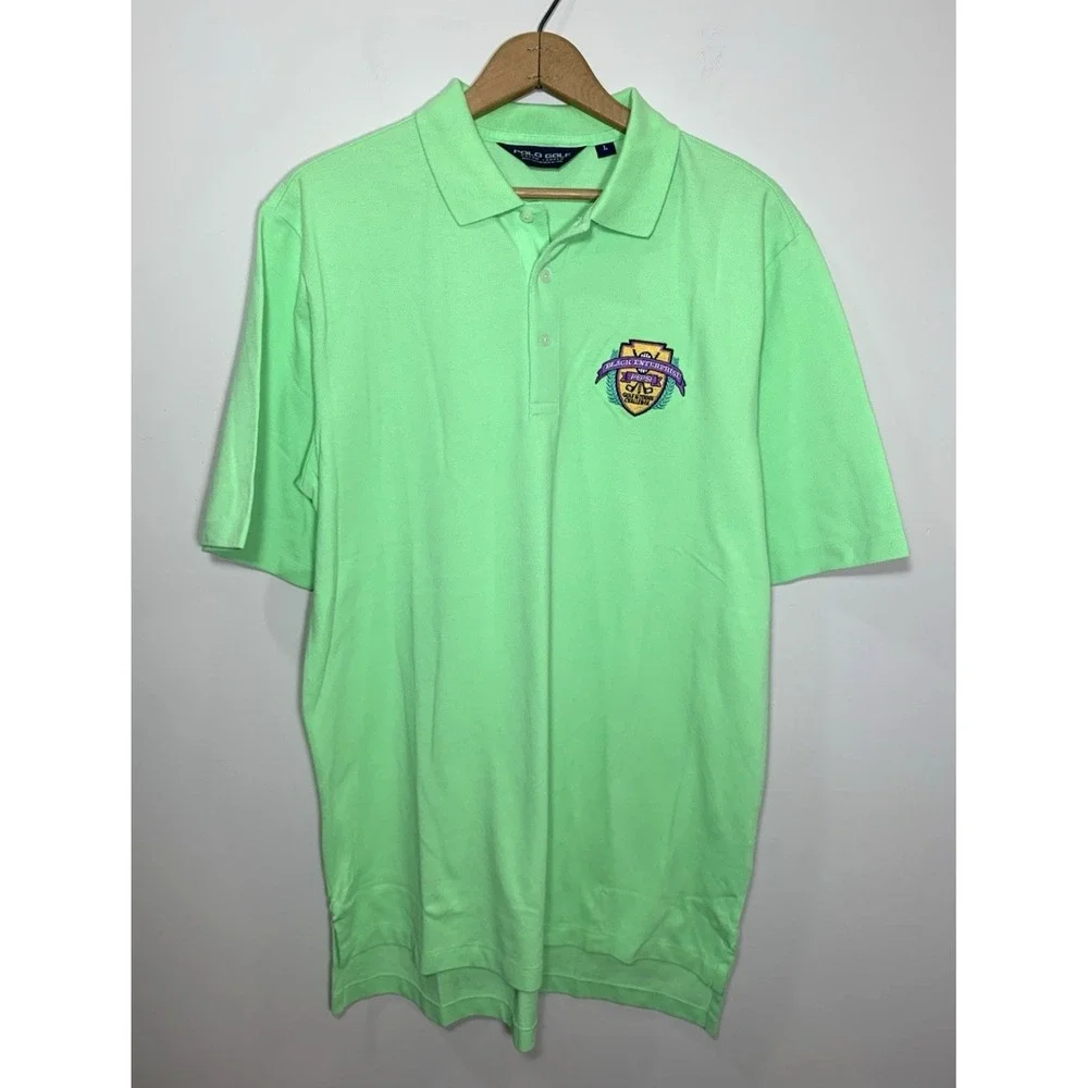 Polo Golf Ralph Lauren Shirt Mens Large Green Black Enterprise Pepsi 100% Cotton